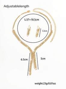 Double Layer Tassel Women's Necklace & Earrings Set, Fashion Women's Jewelry Set, Wedding Accessories, Party Outfit, Photography - Gold - View 5
