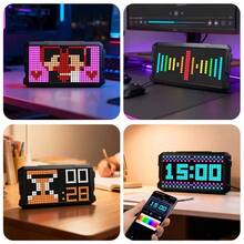 24x48 LED Pixel Art Display, USB Powered Gaming Desk Decor With App Pixel Display, Pixel Clock, Programmable Led, Desk Wall Mount, Gamer Gifts, Decor For Game Room, Bedroom - Black - View 5