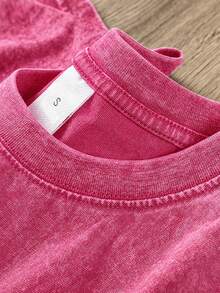 100% Pure Cotton Men's And Women's Universal Style Vintage Washed T-Shirt, With Jesus Print, Street Korean-Style Loose And Versatile Clothing - 玫紅色 - 查看 10