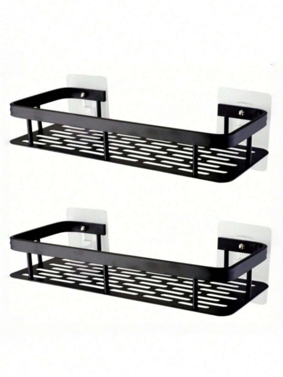 [No Drilling Required] Large Capacity Wall-Mounted Bathroom Storage Rack | Drill-Free Installation, Space-Saving, Easy To Install | Bathroom And Kitchen Hanging Storage Rack, Can Store Toiletries, Cosmetics And Daily Necessities - Multicolor - View 1