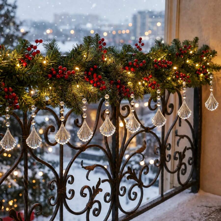 30PCS DIY New Elegant New Acrylic Crystal Drop Beads Christmas Ornaments Tree Decorations Garland Chandelier Hanging Crystals For Wedding Party Celebration Decor - Fan-shaped - View 1