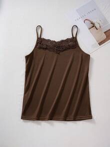 LRNG XMNG EA 3pcs Solid Color Casual Sexy Multi-Function Lace Camisole, Lace Patchwork, Spring/Summer Women's Knit Tank Top, Suitable For Creating Summer Fashion Looks - Multicolor - View 6