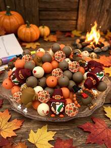 35pcs Silicone Beads And Bead,Thanksgiving Collection 3D Silicone Roast Turkey Shape Beads For Jewelry Making Kits, Thanksgiving Day Gifts - Multicolor - View 6