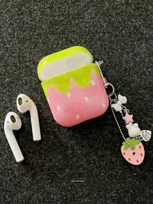 Ins風甜美粉色草莓 Pod 4 Apple 無線藍牙耳機保護殼 2/3 吊飾 Pro 2代 女生風 Pod 新 3代保護殼 Pod45 - 粉色 - 查看 2