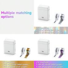 ORICO Printer Label L12 Versi Terbaru - Printer Label Termal, Mesin Label Desktop, Mesin Label Mini, Termasuk 1 Rol (12*40) Kertas Label Laser Perak/Emas/Ungu dan 1 Rol (14*30) Kertas Label Putih, Koneksi Nirkabel, Pencetakan Tanpa Tinta, Ringkas dan Portabel, Koneksi Cepat/Pengoperasian Mudah - MultiWarna - View 13