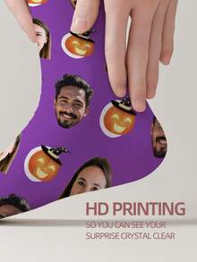 1 Pair Customized Face Pattern Socks, Personalized Photo Socks, Custom Printed Socks, Funny Face Socks, Custom Pattern Socks, Print Any Face Pattern On Socks, Anniversary Gift, Valentine's Day Gift, Unique Birthday Gift, Personalized Collectible - Multicolor - View 4