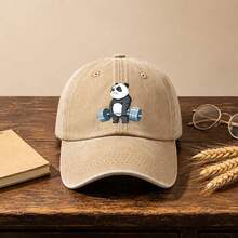 1pc Gothic-Style Casual Washed Men Hat,Panda Printing, Unisex Fashion, Provides Shade & Sun Protection, Perfect For Outdoor Activities. - Multicolor - View 6