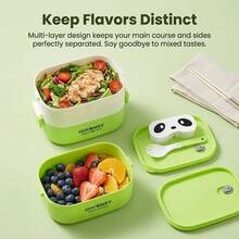 Plastic Bento Box Adult, Microwavable Lunch Containers, Meal Prep Containers With Dividers, Travel Food Containers, Snack Containers With Lids, Leakproof Stackable Lunch Box, With Handle Cutlery Sauce Box, For Student School Office - Multicolor - View 3