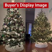 White Pleated Christmas Tree Collar, Exquisite Vertical Pleated Fabric Tree Skirt, Foldable Soft Christmas Tree Base Cover, Modern American Country Style Holiday Home Decor - White Soft Faux Fur Tree Skirt - View 7
