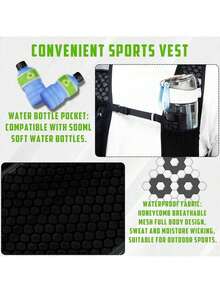 中性跑步背心背包附 500ml 水瓶，補水背心包附 500ml 軟水瓶，可調節，適合徒步、越野跑、騎行、馬拉松 - 多色 - 查看 7