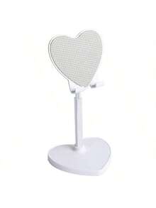 2026 New Model: Heart-Shaped Metal Desktop Stand ABS | Aluminum Alloy Portable Phone Tablet Holder | 360° Rotatable Adjustable Angle | Suitable For Desk, Bedside Table Or Car | Fashionable Cute Practical, Essential For Slouchy People, Hands-Free Easy Use | Popular Desktop Decor, Make Daily Life More Convenient And Interesting - Silver - View 14