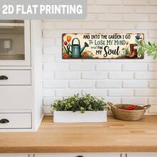 2D Flat Design, 1pc Rustic Style Iron Wall Decor 4x16 Inch "Walk Into Garden", Vintage Farmhouse Decoration With Iron Plaque, Garden Theme Hanging Decor, Suitable For Porch, Patio, Shed, Home Decor, Minimalist Style - Multicolor - View 5