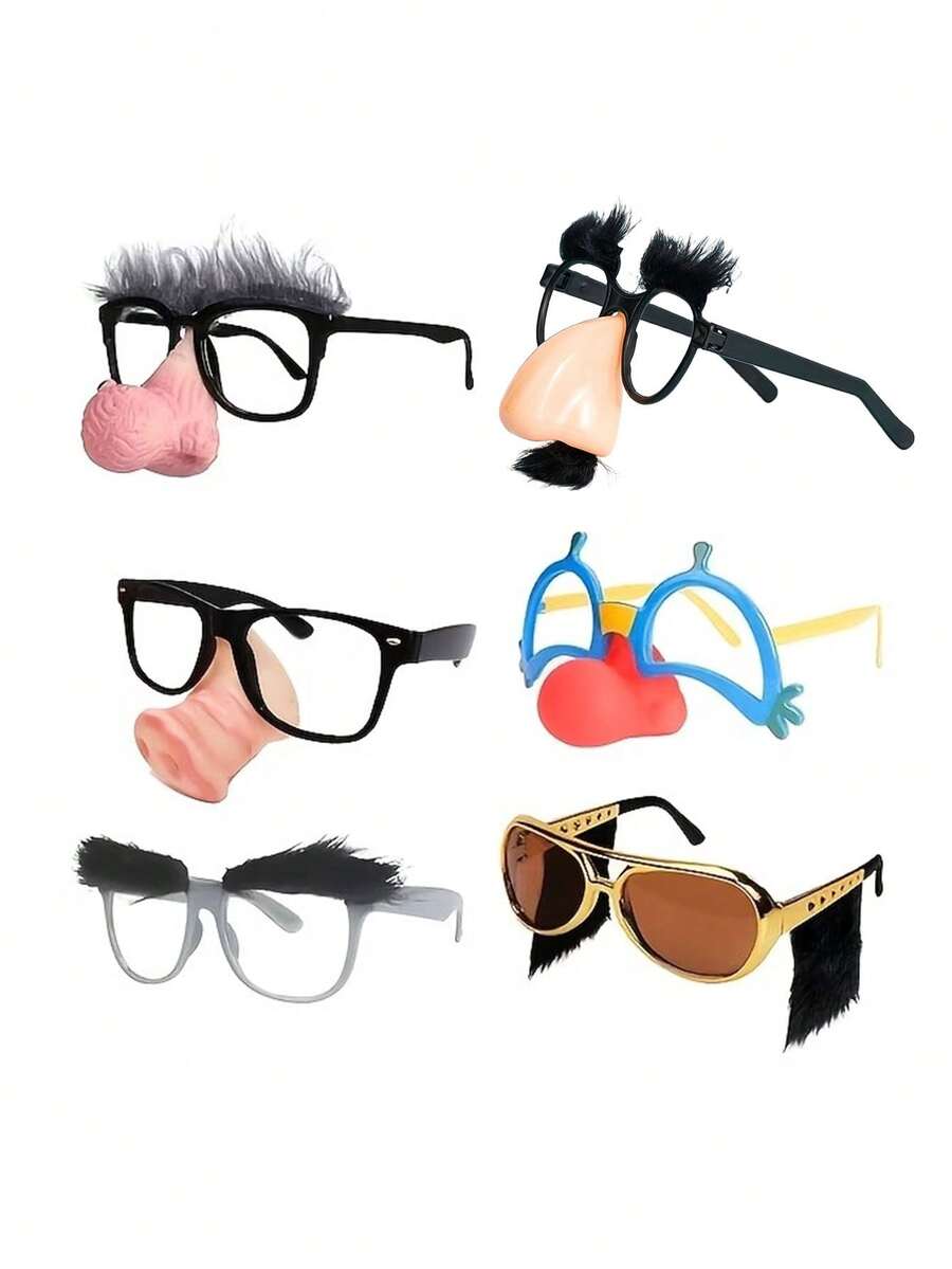1 buah Kacamata Hidung & Kumis Lucu dengan Berbagai Desain, Cocok untuk Kostum Pesta Halloween / Hari April Mop / Ulang Tahun, Langsung Mencerahkan Suasana - MultiWarna - View 1