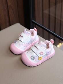 Infant Fashion Casual Sports Shoes With 3D Flower Decor - Pink - View 2