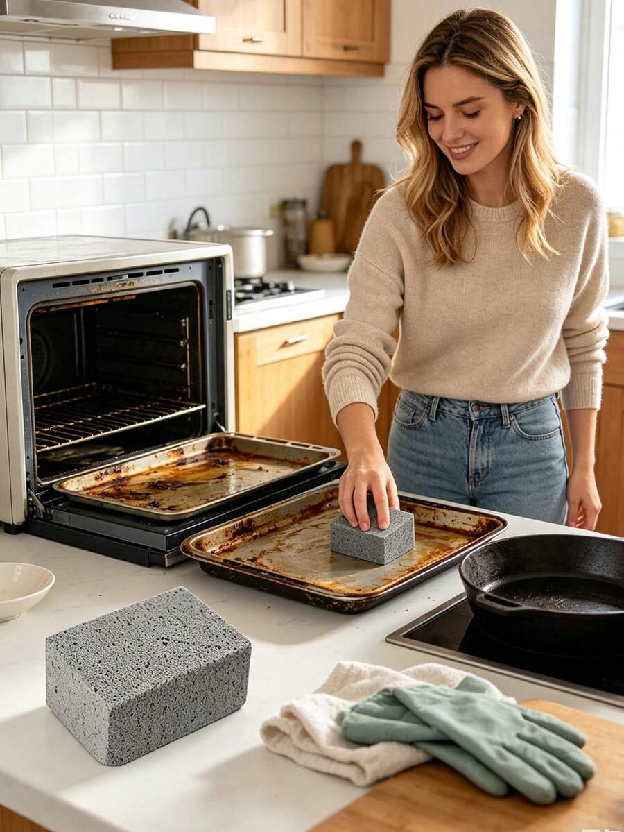 Barbecue Cleaning Stone, Volcanic Stone Barbecue Cleaner, Powerful Removal Of Grease, Stains, Burnt Food, Oil Stains And Rust; Suitable For Cleaning Barbecue Grills, Ovens And Cookware; Scratch-Free, Powerful Degreasing Tool. - Multicolor - View 1