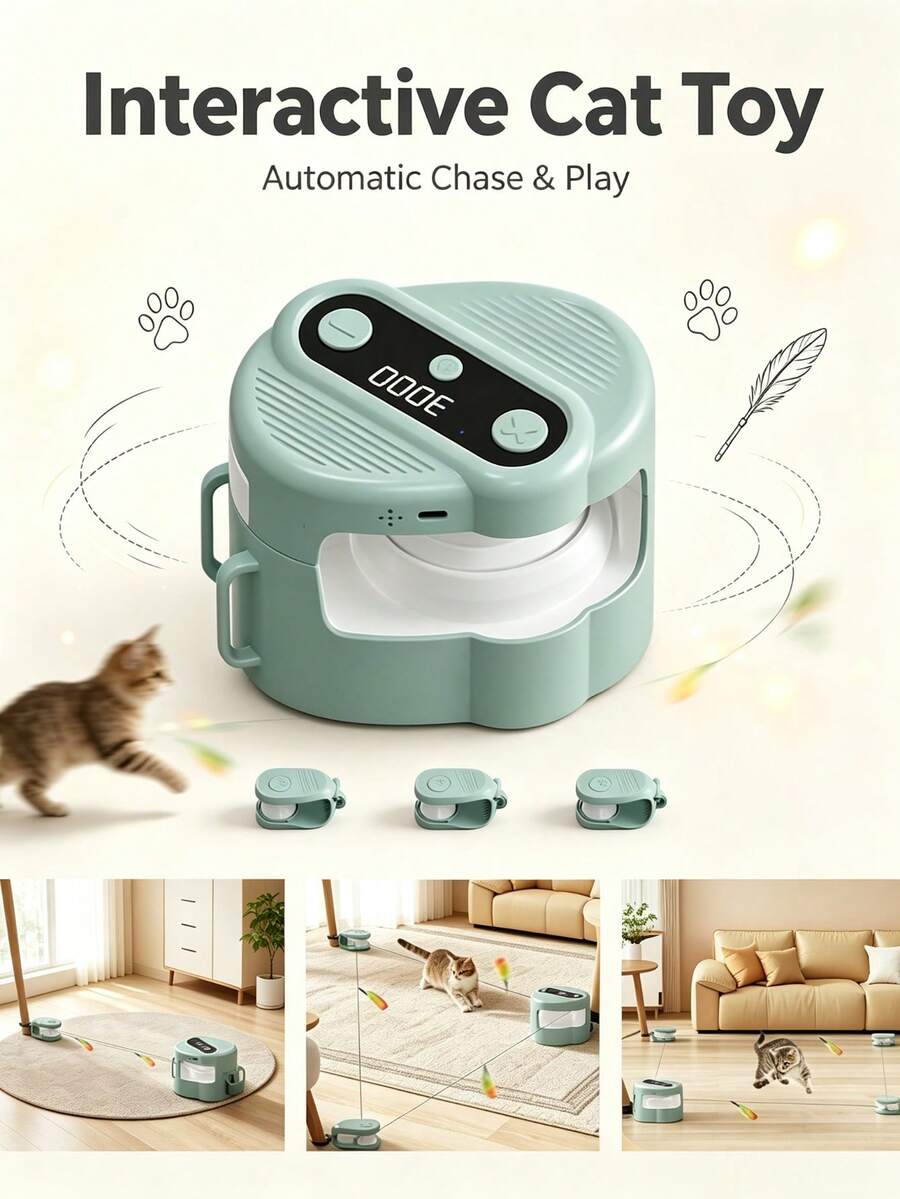 Wireless Remote Control Interactive Cat Chaser Toy, Relieves Indoor Cat Boredom, Unsupervised Self-Entertainment Cat Toy, Smart Pet Boredom Relief Product With Simulated Bird Sounds, Remote Control Electric Cat Chaser, Remote Control Smart Cat Chaser Toy