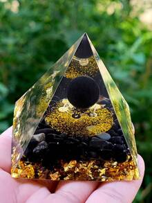 能量金字塔靈氣療癒水晶天然紫水晶球脈輪工具裝飾品樹脂石工藝金字塔家居裝飾禮品，創意水晶樹脂桌面擺件，適用於聖誕節、萬聖節、父親節 - 藍五星 - 查看 38
