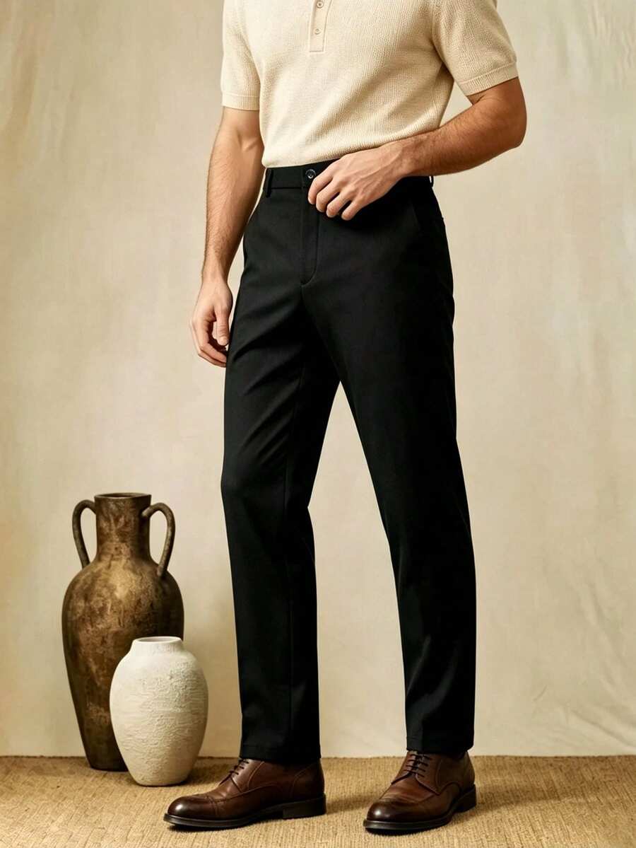 Men's Business Style Formal Trousers, Suitable For Spring And Autumn Business Office, Gatherings, Outdoor Golf - Black - View 1