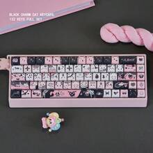 Sweet & Cool Black Cat MOA Side-Engraved Keycaps, Compatible With Mechanical Keyboards - View 1