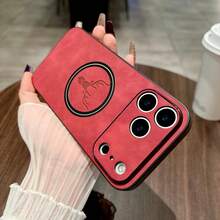 Luxury Vintage Faux Leather Phone Case, Compatible With IPhone 17 16 15 14 13 12 11 Pro Max Plus, Supports Magnetic Wireless Charging, 17 Pro Max Phone Case, Soft Edge Deer Head Pattern Shockproof Protective Cover - Blue - View 7
