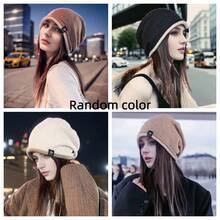 1pc Autumn/Winter Slouchy Beanie, Double Rolled Edge Knitted Hat, Stylish Pullover Cap, Early Autumn Fashion Versatile Face-Slimming Knit Hat - Multicolor - View 12