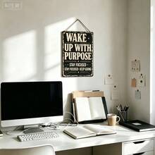 Cartello da parete vintage piatto 2D con slogan ispiratore, targa decorativa in legno accattivante, decorazione da parete per dormitorio e ritorno a scuola, arte murale ispiratrice per camera da letto e studio, regalo per studenti - Multicolore - Visualizzare 1