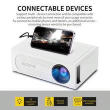 便攜式迷你智慧投影機，支援手機螢幕鏡像，適用於家庭劇院、USB、智慧型手機、電視盒、筆記型電腦－高解析度影片投影機，適合電影與簡報 - 白色 - 查看 6