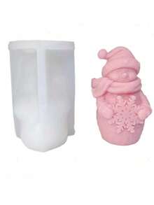 1pc 3D Christmas Snowflake Snowman Silicone Candle Mold, Christmas Hugging Pine Tree Snowman Shaped Aromatherapy Candle Mold, Suitable For Handmade, Resin Crafts, Used For Christmas Home Decor - A-White - View 6