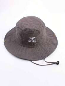 1pc Unisex Wide Brim Solid Color Embroidered Bucket Hat, Korean Style Fashion Retro Sun Hat For Spring Summer Autumn Winter, Versatile Outdoor Cycling Hiking Sun Protection Hat, Suitable For Daily Use, Back To School, Autumn Outings - A - View 4