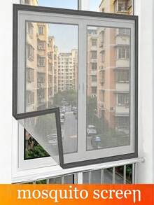 No-Drill Self-Adhesive Mosquito Net Screen For Bedroom - Grey-edged Grey Mesh, Full Piece - View 1