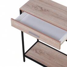 HOMCOM Consola para Recibidor Mueble para Recibidor Estilo Industrial con Cajones y Estructura de Acero para Entrada Pasillo 120x30x81,5 cm Roble - roble y negro - Ver 9