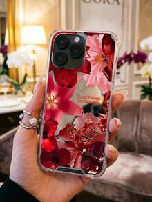 Y2K 清新紅花印花化妝鏡手機殼，相容 iPhone 17 16 Pro Max、13、15 以及 Galaxy A54 A14 A15 S23 S24 S24ultra S25 S26 A60，防水、防摔、防刮 - 彩色 - 查看 4