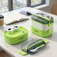 Plastic Bento Box Adult, Microwavable Lunch Containers, Meal Prep Containers With Dividers, Travel Food Containers, Snack Containers With Lids, Leakproof Stackable Lunch Box, With Handle Cutlery Sauce Box, For Student School Office - Multicolor - View 2