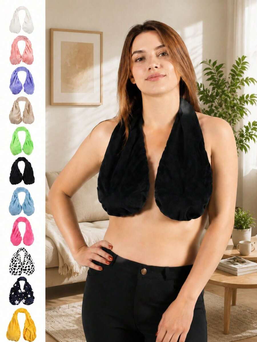 1pc Adjustable Halter Bath Towel, Large Bust Friendly Strapless Hands-Free Body Drying Towel, Soft Skin-Friendly Quick Dry Absorbent Bath Scarf, Non-Slip Stable Durable Bath Cloth, High Density Reusable Bathroom Cleaning Tool, School