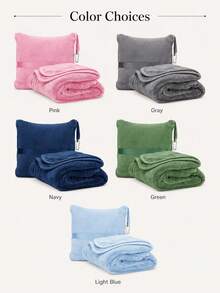 2-In-1 Travel Blanket Pillow, Portable Detachable Soft Fleece Airplane Blanket With Compact Zipper Storage Bag, Comfortable Warm Foldable Blanket - Multicolor - View 5