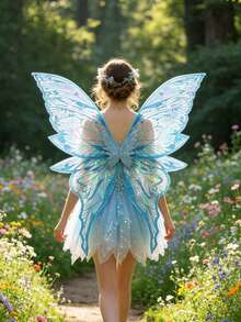 1pc Large Gold Foil Butterfly Wings, Shiny Transparent Angel Fairy Wings, Suitable For Cosplay, Various Festivals, Parties, Bars, Elf Parties And Halloween - Multicolor - View 4