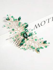 1pc Women's Fashion High-End Heavy Rhinestone Flower Hair Accessory Hair Comb - Green - View 6