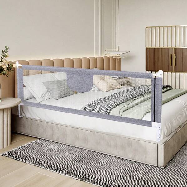 Paracolpi per lettino bambino, portatile, 150/180/200 cm, regolabile in altezza, sollevabile verticalmente, Grigio, Rosa, Blu