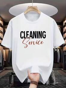 Herren-T-Shirt mit Reinigungsdienst-Aufdruck - Weiches, atmungsaktives 100% Polyester, lässiger Rundhalsausschnitt, kurze Ärmel, Sommer-T-Shirt mit Branding für Reinigungs- und Hausmeisterdienste - Weiss - Übersicht 6