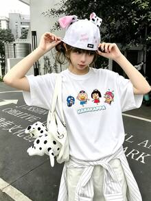 200g 100% Cotton T-Shirt 2026 Women's Summer Fashion Printed Short-Sleeve T-Shirt Unisex Inner/Outer Wear Office Casual Crew Neck Short-Sleeve Top - White - View 1