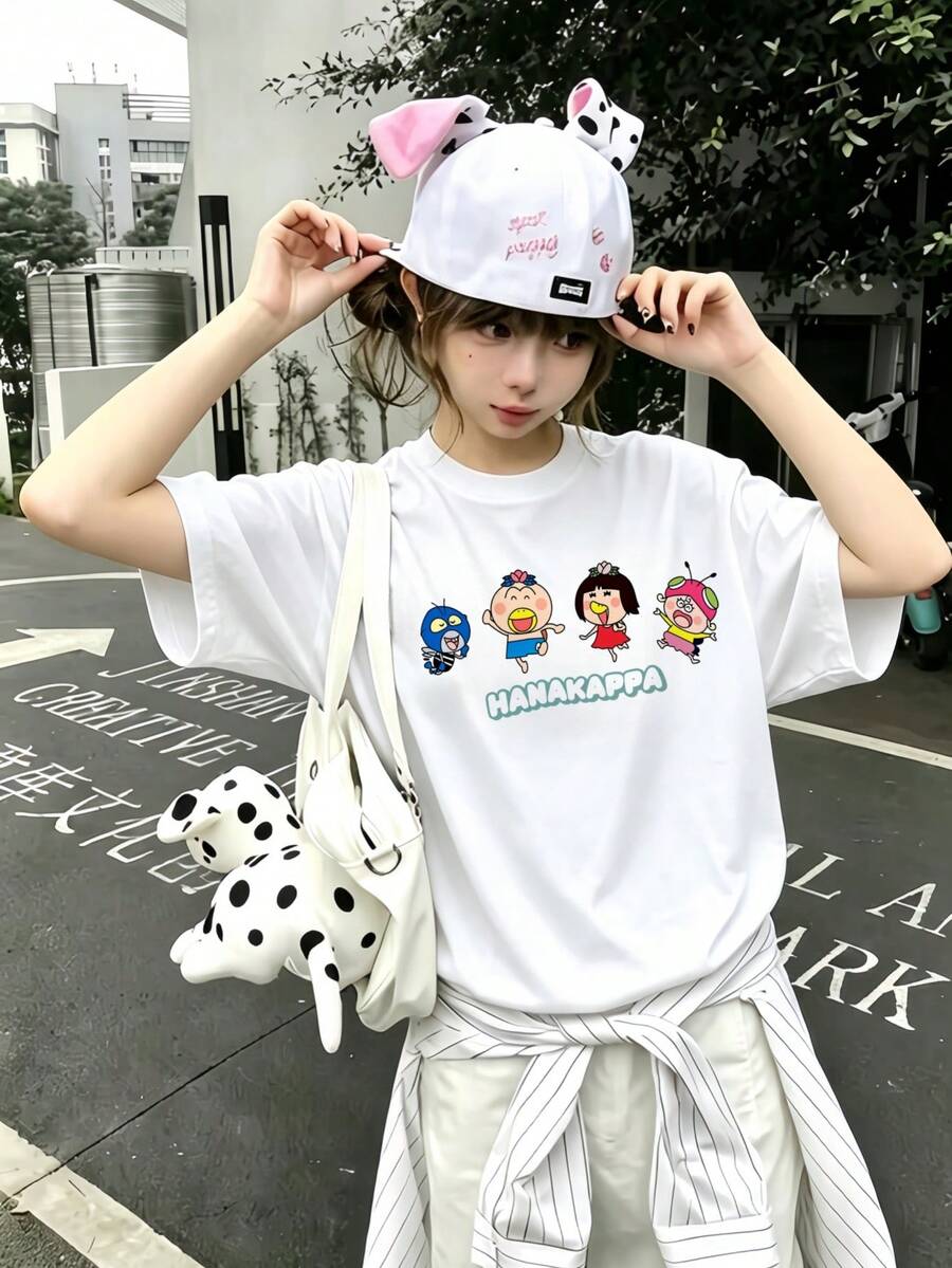 200g 100% Cotton T-Shirt 2026 Women's Summer Fashion Printed Short-Sleeve T-Shirt Unisex Inner/Outer Wear Office Casual Crew Neck Short-Sleeve Top - White - View 1