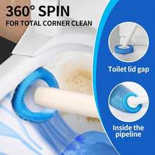 2026 New Disposable Toilet Brush Set, Wall-Mounted No-Dead-Angle Cleaning Brush, Replaceable Brush Head, Contactless Cleaning, Bathroom Household Cleaning Tool, Suitable For Cleaning Toilet, Bathroom, Bathtub, Swimming Pool, Perfect For Back To School Season Gift - Multicolor - View 5