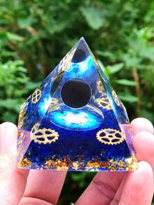 能量金字塔靈氣療癒水晶天然紫水晶球脈輪工具裝飾品樹脂石工藝金字塔家居裝飾禮品，創意水晶樹脂桌面擺件，適用於聖誕節、萬聖節、父親節 - 藍五星 - 查看 34