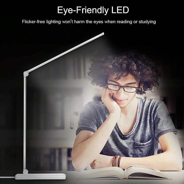 LED Desk Lamp With Dimmable Eye-Protection Reading Light, USB Charging Port, Sensitive Control, Foldable, Suitable For Reading, Studying, Working