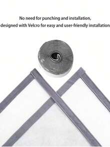 No-Drill Self-Adhesive Mosquito Net Screen For Bedroom - Grey-edged Grey Mesh, Full Piece - View 5