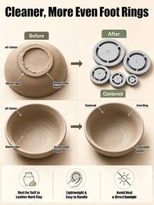 5 buah Cetakan Kaki Pemusat Keramik, Alat Pembentuk dan Penekan Dasar Tanah Liat yang Dapat Digunakan Kembali, Cocok untuk Pembuatan Mug, Mangkuk, Piring Keramik, Dekorasi Taman Luar Ruangan, dan Aksesoris Dapur. - Beraneka warna - View 6
