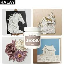 KALAY Gesso Surface Primer Medium, 500ML/300ML/100ML Bottle, White, Suitable For Oil And Acrylic Paint Art Primer, Strong Coverage, Quick Drying, Artist Grade Paint, Suitable For Canvas - White - View 6
