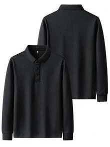 3pcs Men's Polo Shirts, Versatile Loose Fit Long Sleeve POLO Shirts, Casual Sports Long Sleeve Shirts - Multicolor - View 5
