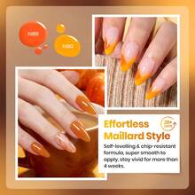 Beetles 6 Colors Maillard Season Brown Gel Nail Polish Set, Brown Orange Yellow Fall Gel Polish Kit, Soak Off UV LED Autumn Nail Art Manicure - 6 Colors Maillard Season Brown - 查看 4