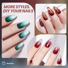 Beetles 6 Colors Midnight Syrup Jelly Gel Nail Polish Set, Mocha Brown Burgundy Red Purple Green Blue Sheer Translucent Gel Polish Kit, Soak Off UV LED Nail Art Manicure - 6 Colors Midnight Syrup Jelly - 查看 3
